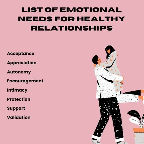 List Of Emotional Needs for Healthy Relationships